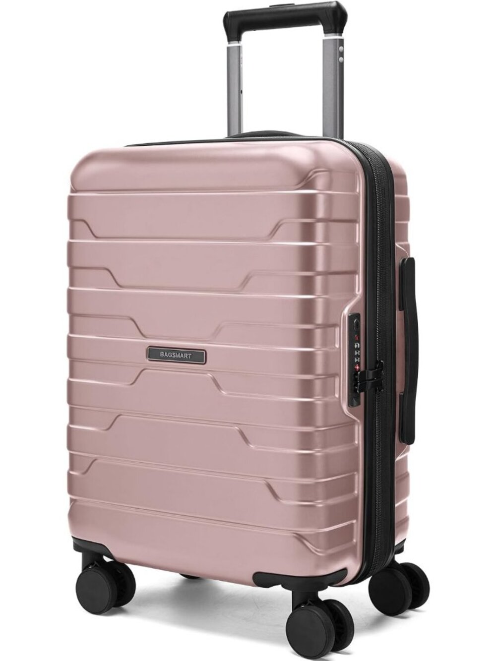 Expandable 20" Carry-On Spinner Luggage, Rose Gold, Travel Essential